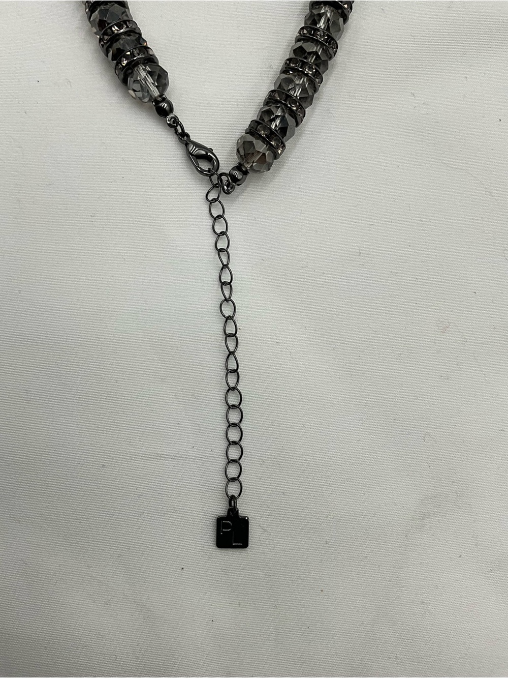Park Lane Necklace Gunmetal Gray & Smoky Crystal Beaded Rhinestone Adjustable - Picture 3 of 6